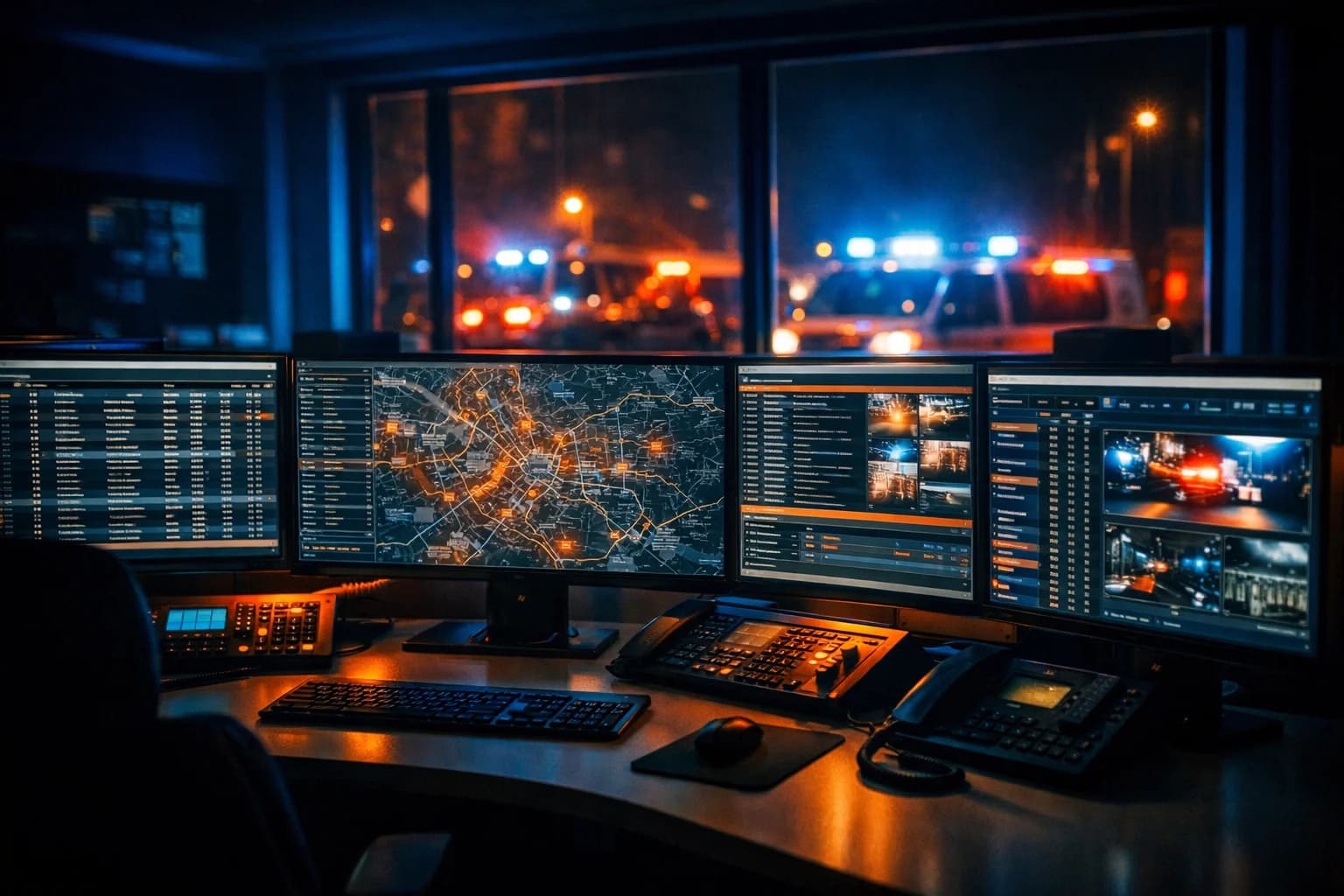 Leitstelle bei Nacht